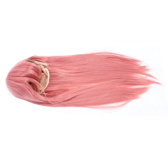 NFTIGB Pink Wig Delicate Heat Resistant Breathable Synthetic Long Straight Hair with Bangs for Cosplay Party Daily Wear Natural Looking