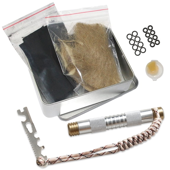 NFTIGB Piston Fire Starter Tool Kit with Compass Multifunctional Card Tinder Carbon Cloth Lubricating Oil Portable Hiking Camping Outdoors Survival Gear[cite: 1]