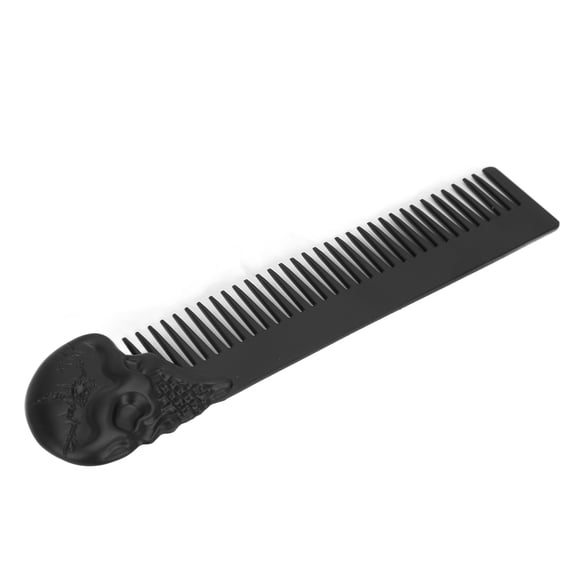 NFTIGB Pocket Beard Comb Zinc Alloy Skull Pattern Hair Styling Mustache Shaping Oil Hair Comb For Men, Travel Size Long Tooth Mustache Comb, Durable Metal Grooming Tool, Black