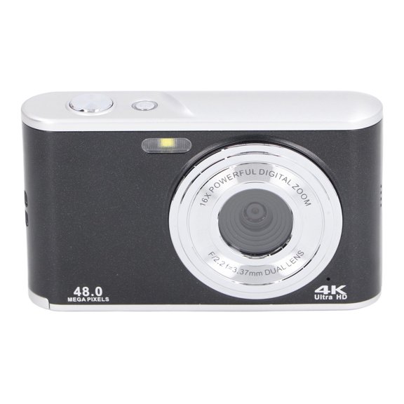 NFTIGB Pocket Camera 48MP 4K Ultra HD Dual Lens 16x Zoom Autofocus Compact Digital Camera with 2.4 Inch (6.1 cm) IPS Display Screen for Travel, Black