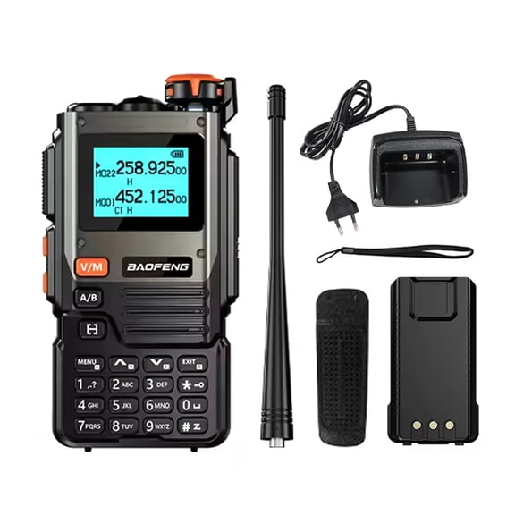 NFTIGB Portable 5W Walkie Talkies Long Range Wireless Interphone VHF UHF Dual Band Two-Way Radio 999 Channels NOAA Weather Alert AM FM Receiving 2600mAh Battery Flashlight EU Plug