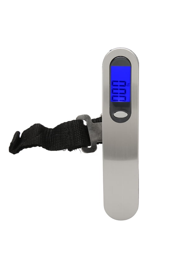 Portable Digital Luggage Weight Scale Digital Stainless Steel Hanging Scale with LCD Display Blue Backlight Ribbon Style, Black, 6.69 inches / 17 cm