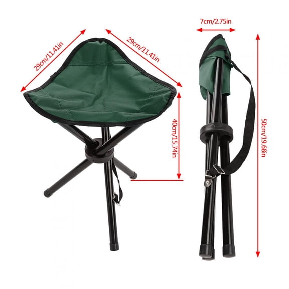 NFTIGB Portable Folding Tripod Camping Chair for Outdoor Hiking, Fishing, and Picnics - Heavy Duty Steel Frame with Water-Resistant 600D Oxford Cloth Seat, 15.7 inches / 40 cm Height, Green