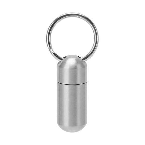 NFTIGB Portable Medicine Bottle Stainless Steel Waterproof Small Capsule Case Storage Container with Keychain, 1.81 inches / 46 mm