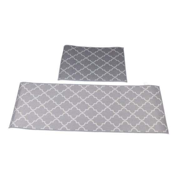 NFTIGB Premium 2-Piece Kitchen Mat Set, Super Absorbent Dustproof Polyester Floor Rugs for Home Office Hotel, Light Gray (15.75 x 23.62 in / 40 x 60 cm & 15.75 x 47.24 in / 40 x 120 cm)