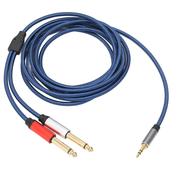 NFTIGB Premium 3.5mm Stereo Male to Dual 6.35mm Mono Male Audio Splitter Cable, 1/8" TRS to Twin 1/4" TS Jack Cord Nylon Braided for Amplifiers, Home Theater, Speakers & Mixing Console (16.4ft / 5m)