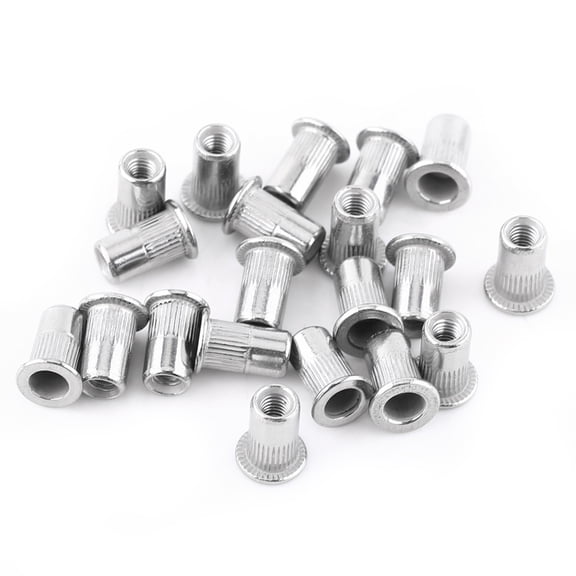 NFTIGB Premium 304 Stainless Steel Flat Head Threaded Blind Rivet Nut Insert Nutsert Screw Fastener Assortment Pack for Metal Fabrication and Repair Projects, 20 Pieces (M3 Size)