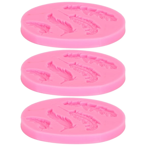 NFTIGB Premium 3pcs Feather Pattern Silicone Molds DIY Chocolate Cake Fondant Backing Mould Tool, 4.33 inches / 11 cm, Perfect for Baking & Decorating