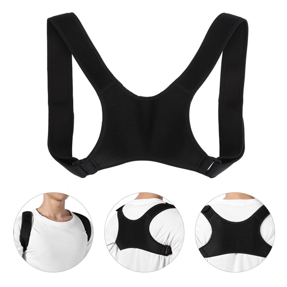 NFTIGB Premium Adjustable Back Posture Corrector Brace, Elastic Hunchback Correction Band for Men and Women, Shoulder Support Belt to Relieve Back Neck and Shoulder Pain, Breathable L Size Black