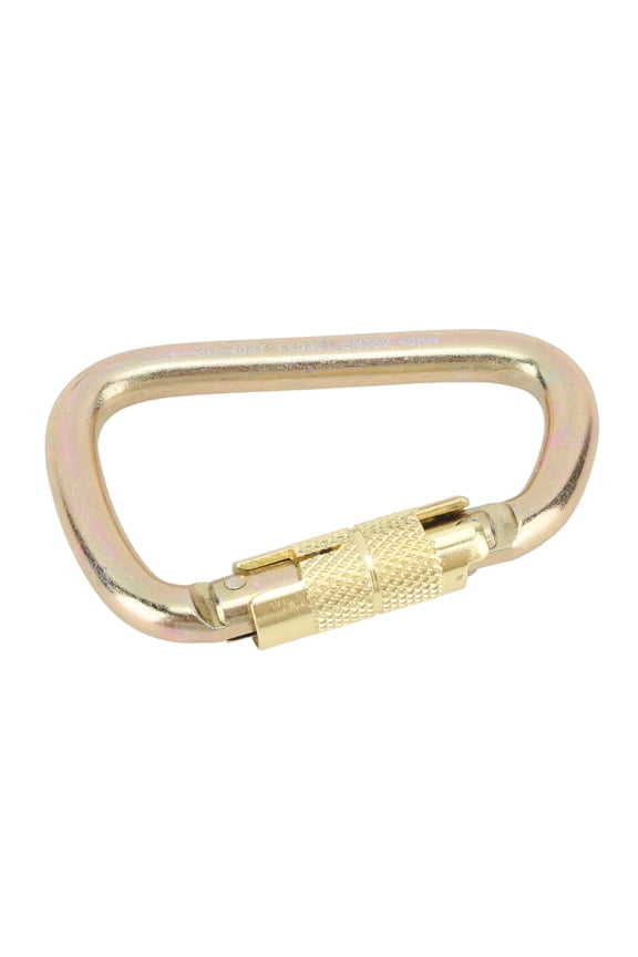 Premium Heavy Duty Locking Carabiner Hook D-Shape Alloy Steel Spring Snap Ring Clips for Outdoor Climbing Rappelling Engineering Protection Golden, 4.37 inches / 11.1 cm