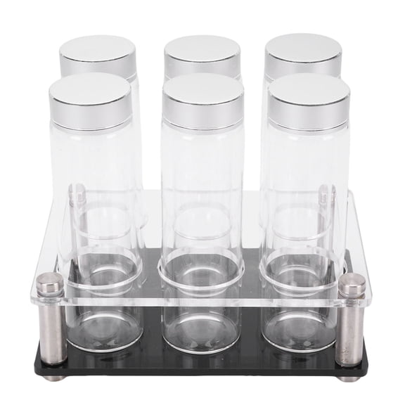 NFTIGB Premium High Borosilicate Glass Coffee Bean Storage Tubes & Display Stand Set, 6-Piece Elegant Lab Vials Coffee Cellars Container (3 oz / 88.7 ml)