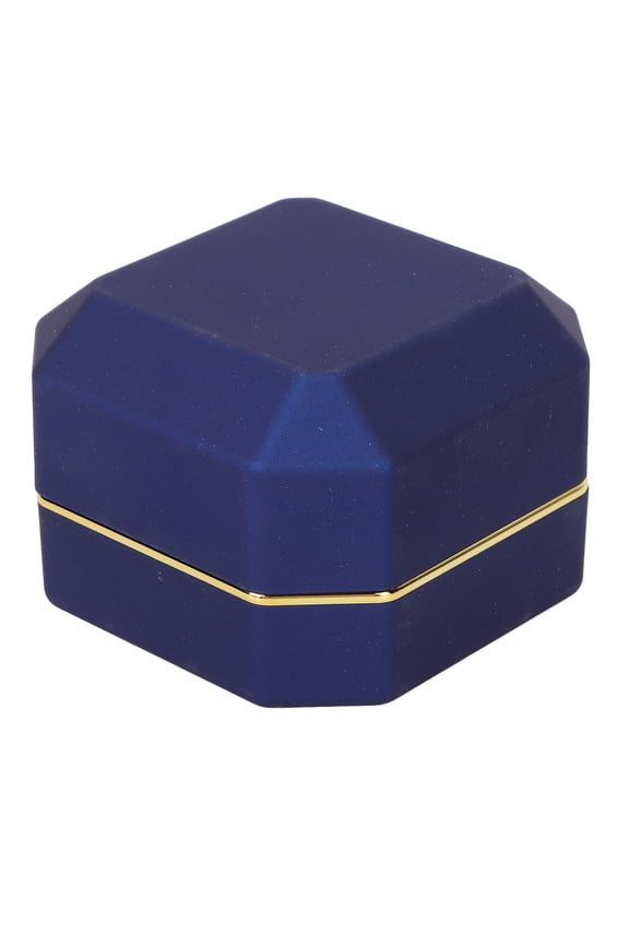 Premium LED Light Ring Box Jewelry Display Gift Box for Engagement Wedding Proposal Anniversary Blue Color Includes Built-In Battery Elegant Flocking Velvet Interior