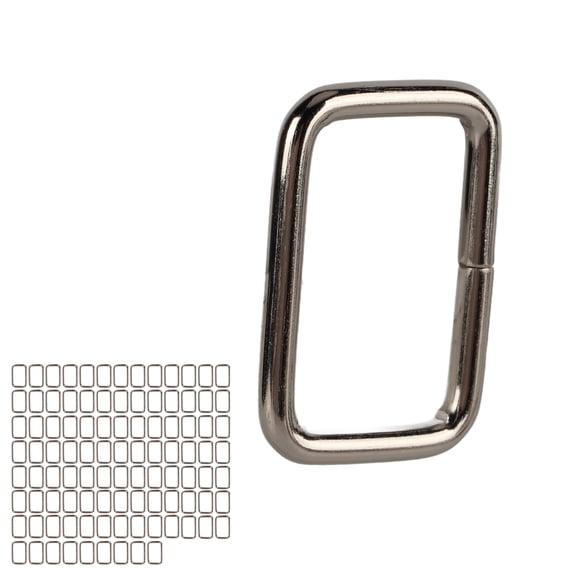 NFTIGB Premium Metal Square Buckle Rectangle Ring for Pet Bag Dog Collar Sew Accessory (100 Pieces, 0.12x1.00x0.59 Inches / 3x25x15 mm)