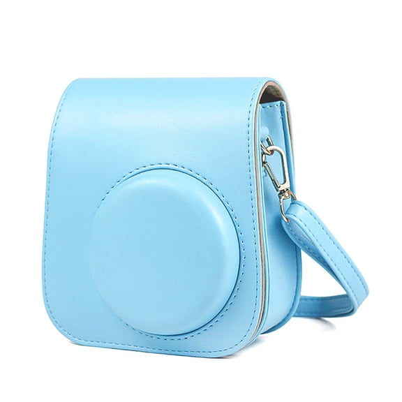 NFTIGB Premium PU Leather Camera Case Bag with Adjustable Shoulder Strap for Fujifilm Instax Mini 11, Vintage Protective Cover Crossbody Pouch, Blue (5.91 in / 15 cm)