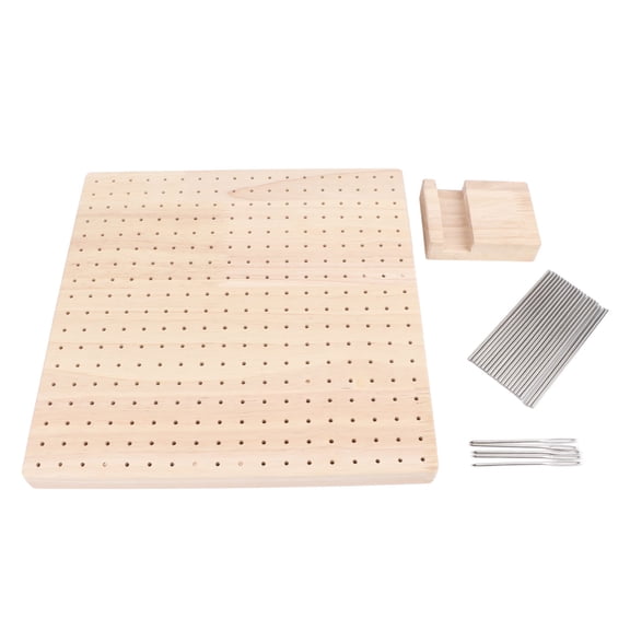 NFTIGB Premium Rubber Wooden Crochet Blocking Board Set, 9.3x9.3 Inches / 23.5x23.5 cm Handmade Granny Square Knitting Alignment Mat with 20 Pcs Steel Pins for Crafting Projects