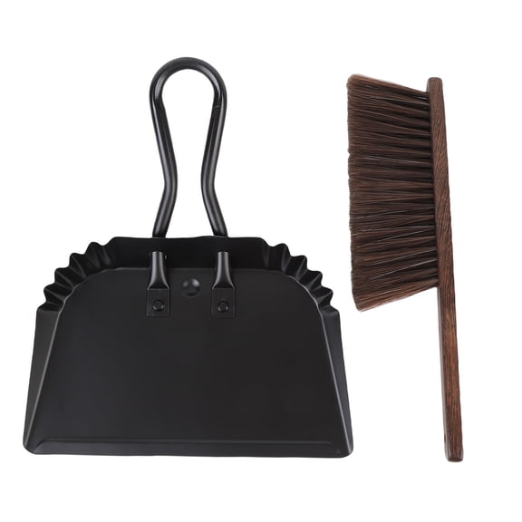 NFTIGB Premium Stainless Steel Dustpan and Brush Set with Ergonomic Beech Wood Hand Broom Professional Household Cleaning Tools for Kitchen Table and Floors 11.8x14.2 inches