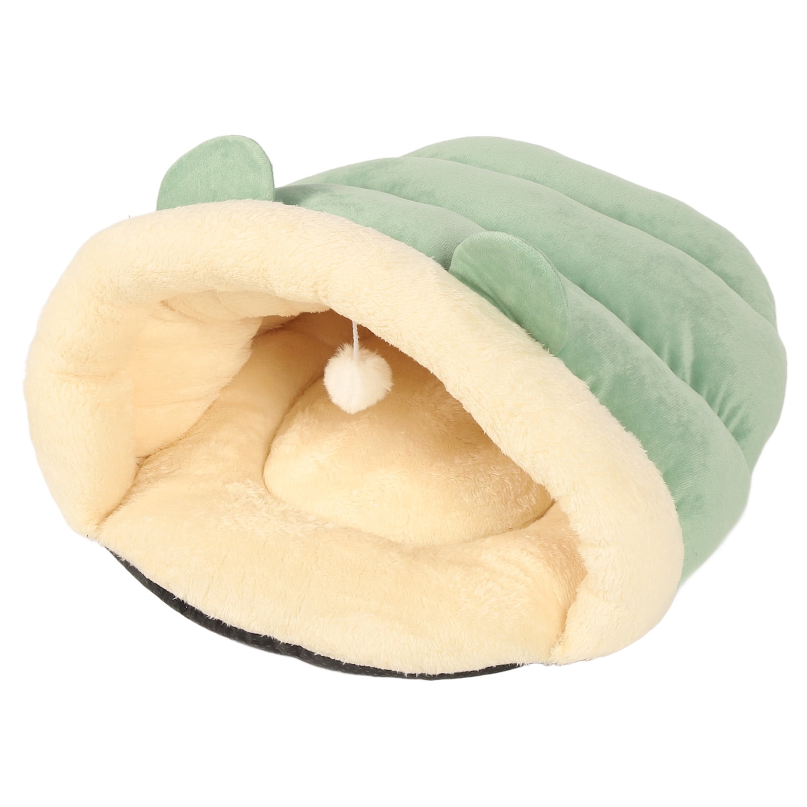 NFTIGB Premium Triangle Cat Cave Bed, Semi-Enclosed Indoor Pet Tent Nest, Comfortable Warm Plush House for Sleep, Small Green, 19.6 inches / 50 cm