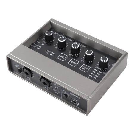 NFTIGB Professional 48V Live Sound Card with DSP Reverb Audio Mixer for Computer Smartphone Singing Instruments and Live Broadcasts (8.27 inches / 21 cm)