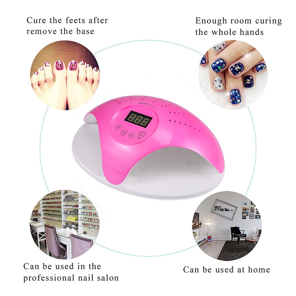 NFTIGB Professional 669 UV LED Nail Lamp Dryer Machine 48W for All Gel Polish Curing with Auto Smart Sensor, Fast Acting Rose Red US Plug (11.8 inches / 30 cm)