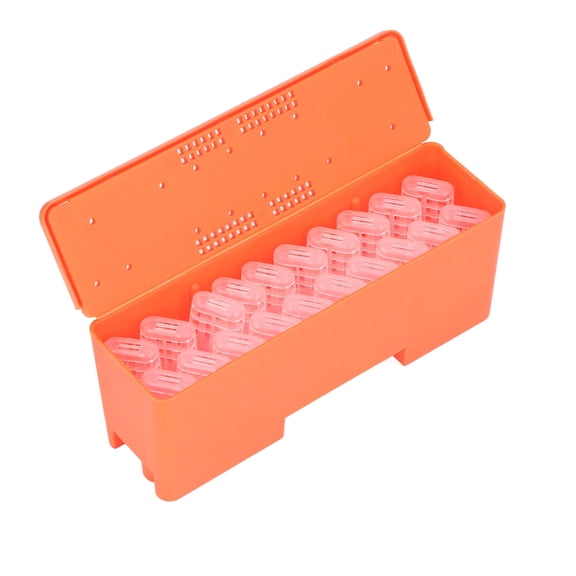 NFTIGB Professional Beekeeping King Cage Transport Box with 20 Pcs Queen Bee Rearing Cages, Transparent Red Plastic Shipping Case for Beekeeper Hive Equipment, 8.1x3.0x2.4 Inches / 20.5x7.5x6.0 cm