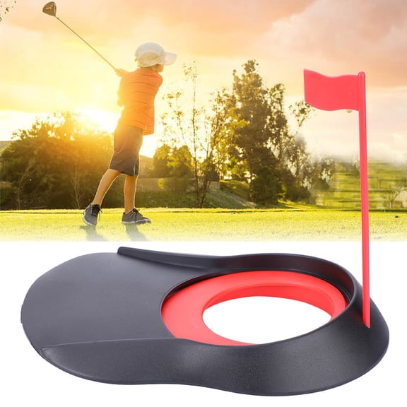 NFTIGB Professional Golf Putting Cup Hole Putter Practice Trainer Aid with Flag Regulation Sized Indoor Outdoor Training Target for Yards Offices Basements Red B 7.9x6.9 Inches