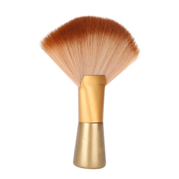 NFTIGB Professional Salon Barber Neck Duster Hair Brush, Large Fan Shaped Face Cleaning Brush with Soft Bristles and Wooden Handle, Gold, 6.5 inches / 16.5 cm