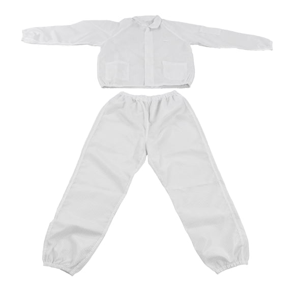 NFTIGB Protection Overall Anti Static Polyester Protective Working Suit White Split Design for Workshop Cleanroom Dustproof Coverall Jacket Pants Set Size XXL (11.02 inches / 28 cm length)