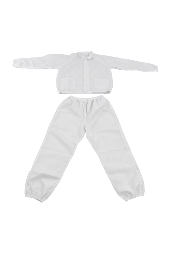 Protection Overall Anti Static Polyester Protective Working Suit White Split Design for Workshop Cleanroom Dustproof Coverall Jacket Pants Set Size XXL (11.02 inches / 28 cm length)
