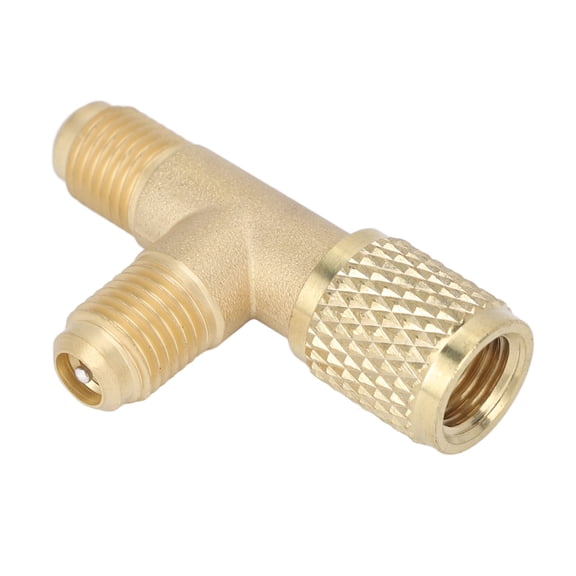 NFTIGB Quick Coupler Tee Adapter Brass 1/4in SAE Valve Core for R22 R12 R134 HVAC Refrigerant Systems