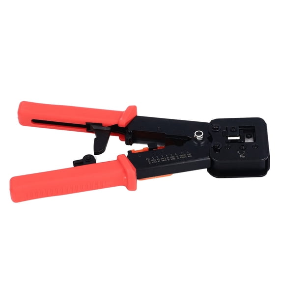 NFTIGB RJ45 Crimping Tool Pass Through CAT6 CAT5E Ethernet Wire Crimper Steel Electrical Electronic Tools Red 10.63 inches / 27 cm