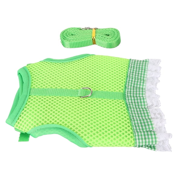NFTIGB Rabbit Harness and Leash Breathable Mesh Lace Hem Adjustable Pet Chest Vest with Long Traction Rope, Size L, 4.6ft / 1.4m