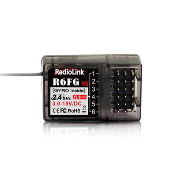 NFTIGB Radiolink R6FG V5 2.4G 6CH FHSS Receiver Gyro Inside for RC6GS V2/RC4GS V2/T8S/T8FB Remote Control Transmitter, 1.38 x 0.78 x 0.5 inches / 3.5 x 2.0 x 1.3 cm