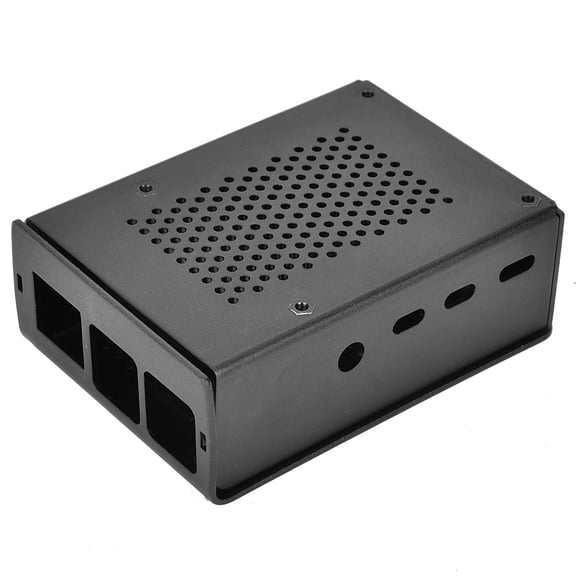 NFTIGB For Raspberry Pi 4 Model B Black Aluminum Case Box Enclosure with Heatsink Bracket, Dense Cooling Holes, Easy Installation (3.93x2.75x1.57 inches / 10x7x4 cm)