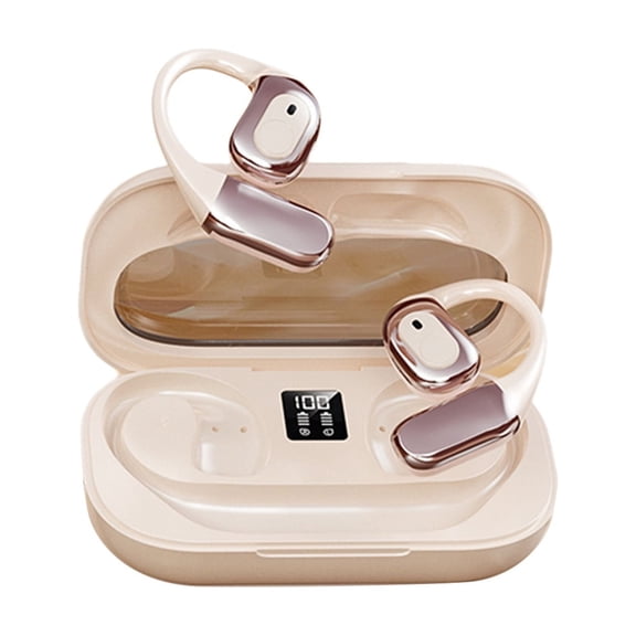 NFTIGB Real-Time 138 Languages Voice Translation Earbuds, Wireless Bluetooth Two-Way Translator Device with 3 Modes, App Control, Music Playback & Phone Calls, Includes Charging Case, Beige