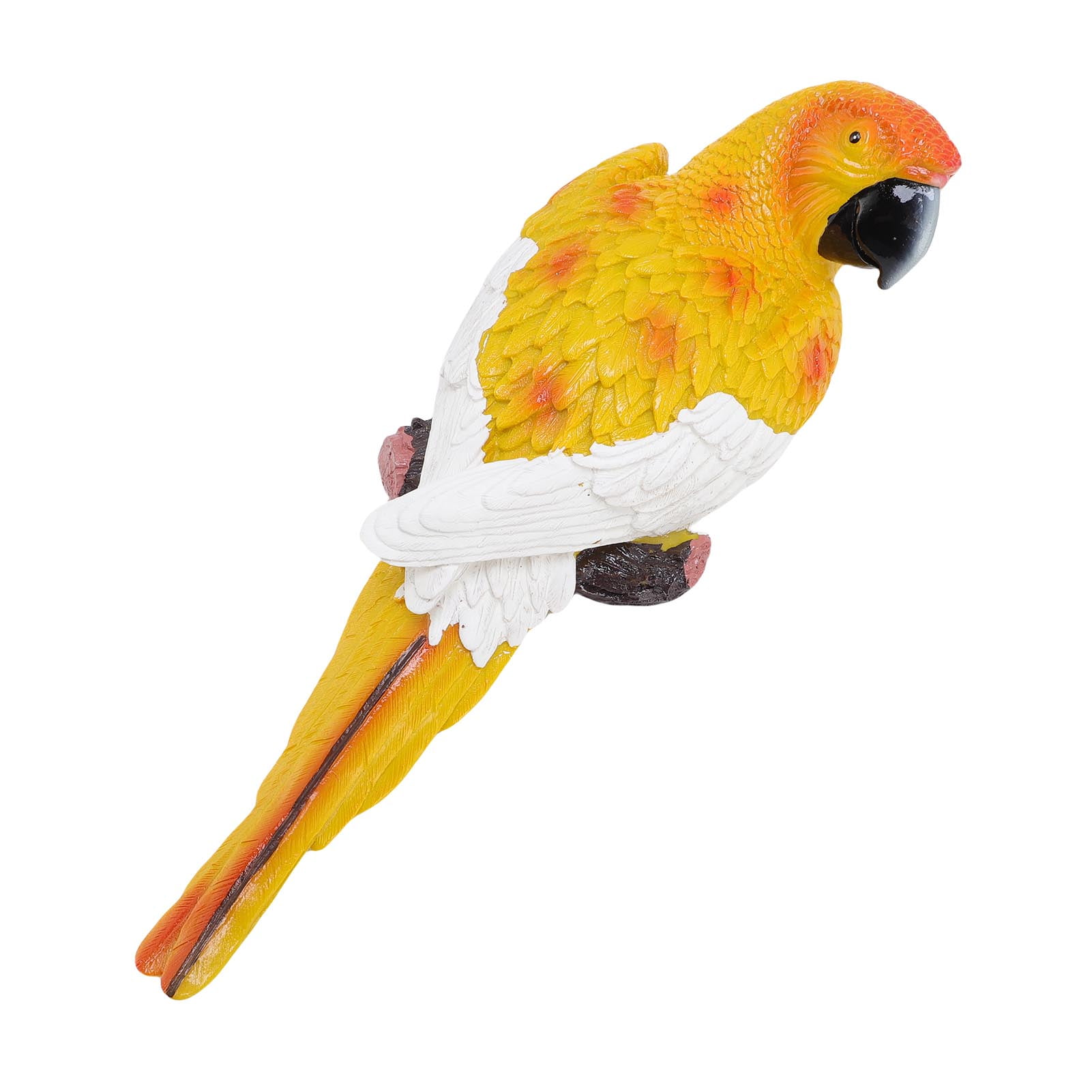NFTIGB Realistic Hanging Parrot Wall Decoration Flat Back High Strength Resin Statue Figurine for Outdoor Lawn Garden Patio Decor, Left Side Yellow, 13.78 inches / 35.0 cm