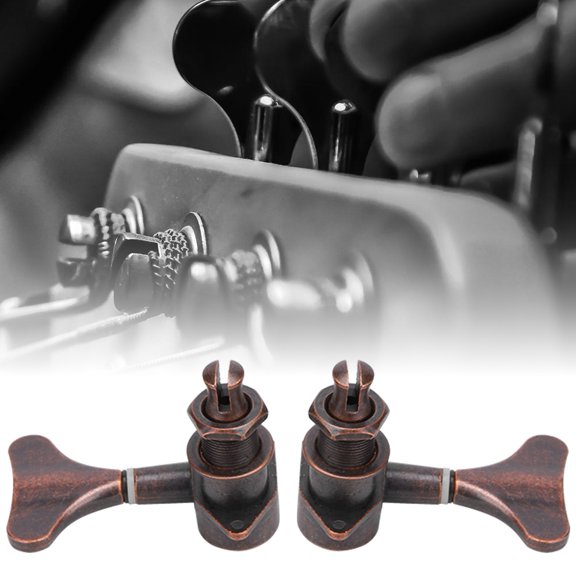 NFTIGB Red Copper Bass Tuning Key Pegs 3L3R Enclosed Fish Tail String Tuner Machine Heads for Bass Guitar Parts Replacement 4.7 x 3.5 x 2.4 in