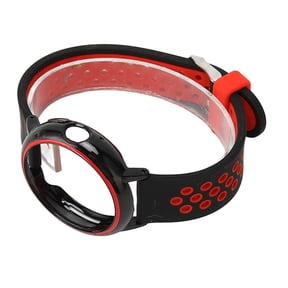 NFTIGB Replacement Watchband Full Protection Adjust Size Soft Rubber Smart Watch Strap for Pixel Watch, Durable Breathable Sport Loop Bracelet (Black Red)