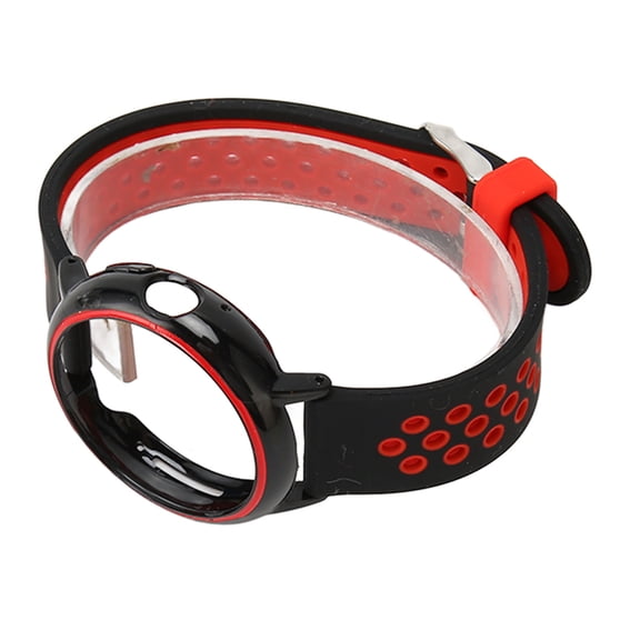 NFTIGB Replacement Watchband Full Protection Adjust Size Soft Rubber Smart Watch Strap for Pixel Watch, Durable Breathable Sport Loop Bracelet (Black Red)