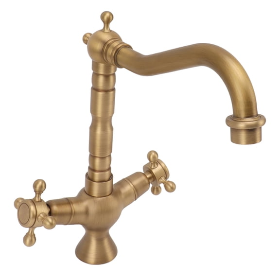 NFTIGB Retro Basin Faucet European Style with Double Handle Copper Hot and Cold Mixer Tap for Bathroom Kitchen Sink Vintage Washbasin Water Tap Durable Brass Construction (16.54 inches / 42.0 cm)