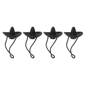 NFTIGB Reusable Silicone Straw Tips Cover Dust Proof Fashionable Fisherman Hat Design Drinking Straw Cap Protector, Fits 6 to 10mm Straws, 4 Pieces / Pack (Black, 0.39 inches / 1.0 cm)