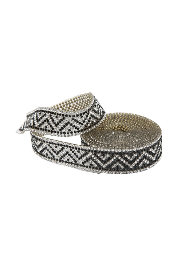 Rhinestone Chain Ribbon 2 Yards 0.8 Inches Wide Shiny Texture DIY Crafts Trim for Clothing Decoration Gift Boxes Wedding Party Belts Shoes Applique Black Color