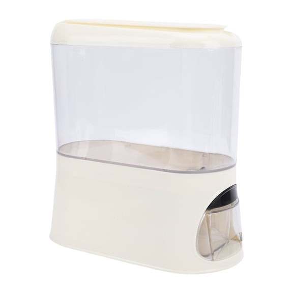 NFTIGB Rice Dispenser with Cup, Clear Dry Food Storage Grain Container Bin for Pantry and Home Kitchen Organization, 10.63 inches / 27 cm, Cream White