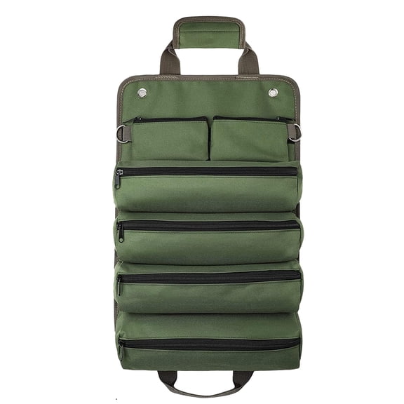 NFTIGB Roll-Up Tool Bag, Portable Tool Storage Organizer with Detachable Pouches for Electrician Mechanic, Green (19.29 in / 49 cm)