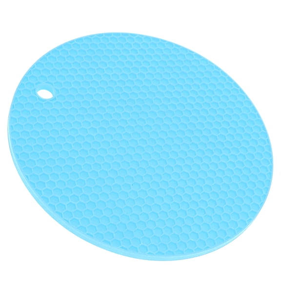 NFTIGB Round Silicone Trivet Mat, Food Grade Thickened Heat Resistant Hot Pad, Non-Slip Microwave Oven Insulation Mat for Kitchen Pots and Pans, Blue Color, 7.0 Inches / 17.7 cm Diameter