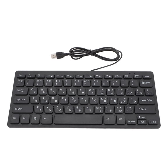 NFTIGB Russian USB Wired Compact Keyboard - 78 Key Ultra Slim Computer Keyboard for Desktop PC Laptop, Ergonomic Design Durable Scissor Switch, Black (11.8 x 5.9 in / 30.0 x 15.0 cm)