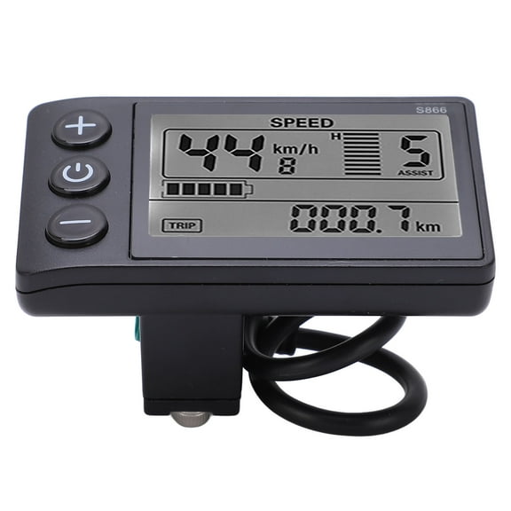 NFTIGB S866 Electric Cycle LCD Display Meter 24V 36V 48V E-Bike Intelligent Control Panel with Water Resistant Plug, Waterproof Scooter Odometer Screen, 0.9 inches / 22.2 mm Bracket Size