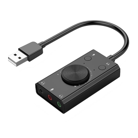 NFTIGB SC2 External USB Sound Card for Desktop PC and Laptop, Audio Converter with Volume Control, Driver-Free Plug and Play - 6.42 inches / 16.3 cm