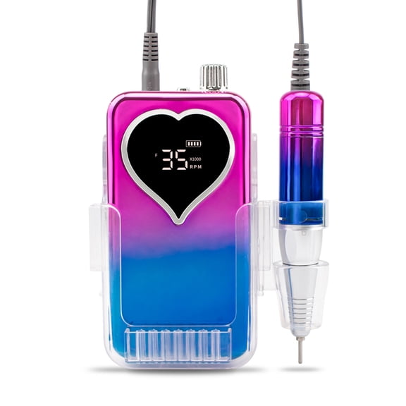 NFTIGB SN357G-02 Portable Rechargeable Electric Nail Drill Machine 35000RPM 45W E-File Kit for Acrylic Gel Polish Manicure Pedicure Salon Home Use Gradient Blue EU Plug 9.45 inches / 24 cm
