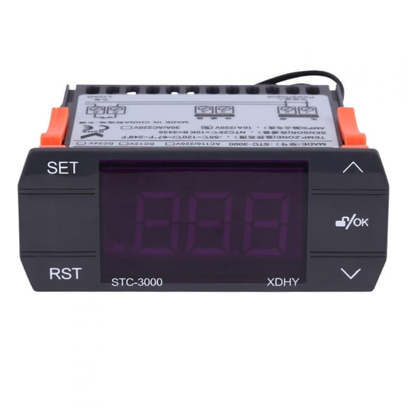NFTIGB STC-3000 110V-220V Touch Digital Temperature Controller Thermostat With Sensor 10A Capacity Dual Heating Cooling Function 3.34 inches / 8.5 cm Black Finish