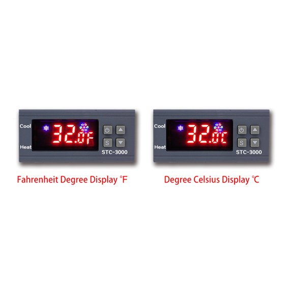 NFTIGB STC-3000 Digital Temperature Switch Controller 12V with Heating Cooling Relay NTC Sensor for Freezer Fridge Hatching Aquarium Use 3.35 inches / 85.1 mm